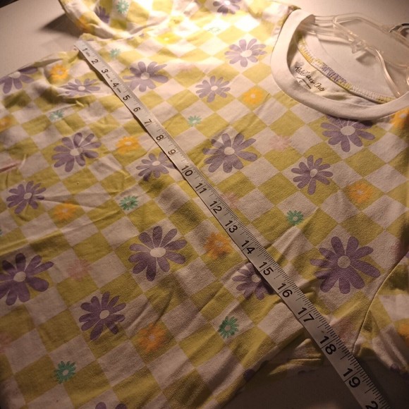 Rebellious One Girls Multi Pattern Floral Check Short Sleeve T-Shirt Size Small - Picture 4 of 5